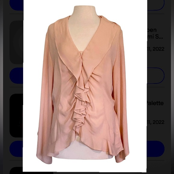 Boston Proper Tops - Elegant Women's nude Ruffle Blouse